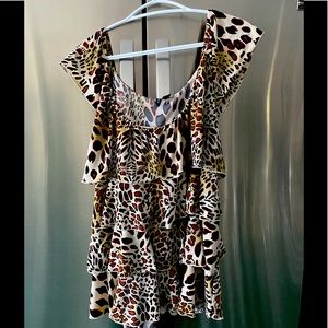 Tiered Animal Print Sleeveless Top